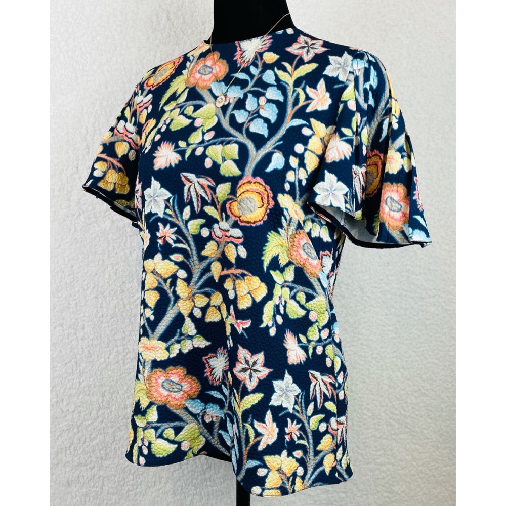PETER PILOTTO • Blue Floral Print Short Sleeve Blouse, 4 - Picture 16 of 16